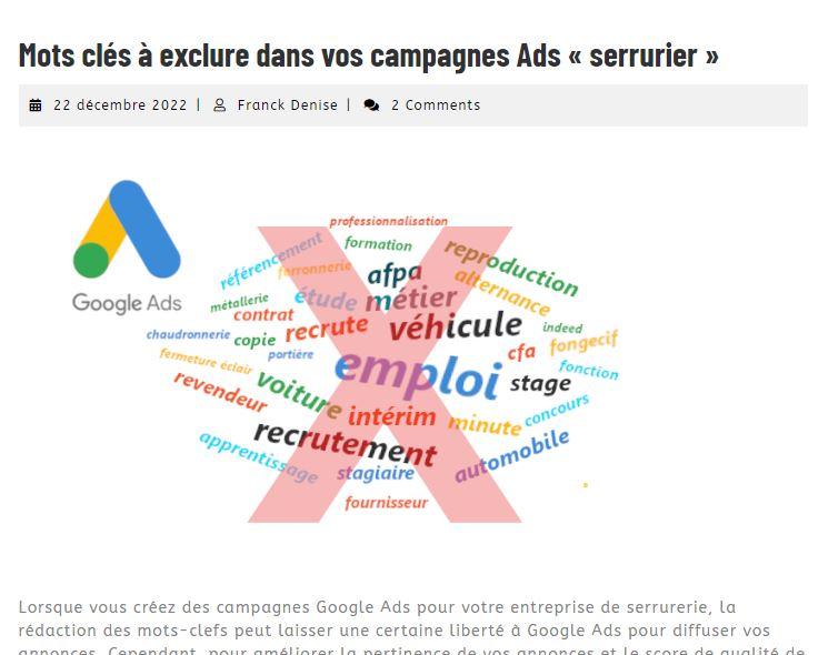 mot clé exclu, mot clé négatif, Google Ads,